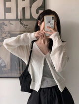 SP バックルクロップベーシックVネックニットカーディガン (5color)