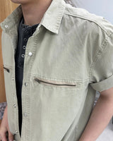 Furd-dyed zipper short-sleeve shirt