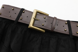 Metal Belt Layered Uneven Skirt