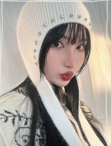 BEADS ANGORA BEANIE (WHITE, GRAY 2COLORS!)