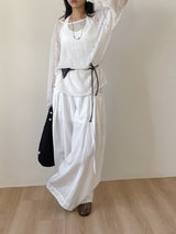 Damaged See-through Boat Neck Loose Fit Knit