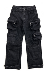 multi pocket cargo denim pants