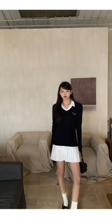 Navy Blue Collar Shirt Dress