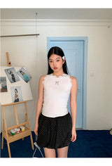 cat lace bow sleeveless tee