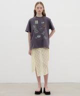 Floral Lace Layered Skirt - Lemon
