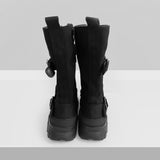 Ned Buckle Suede Middle Boots