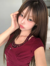 Sina Lace Strap Halter Short Sleeve