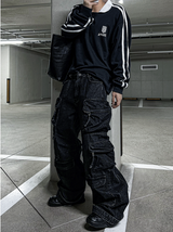 multi pocket cargo denim pants
