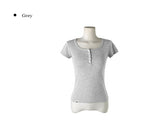 26SS★ [MADE/more BASIC] カバーラウンドボタンスリム半袖Tシャツ