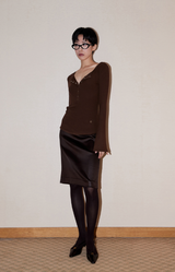 Button Bell Line Knit_Brown
