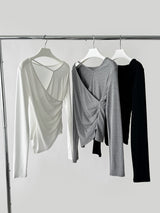 Cross strap unbalanced long-sleeve t-shirt