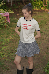 April Banding Check Mini Skirt Navy