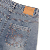 WASHING PIN TUCK NAPPING WIDE-FIT DENIM PANTS [BLUE]