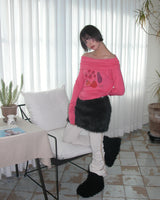 Veggie Turtleneck Hoodie, Pink