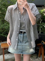 #Rico Check Roll Up Short Sleeve Shirt (3color)