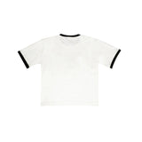 PEANUT STAIN - アクティブ カーシブ リンガー アイボリー ボクシー オーバーサイズド Tシャツ