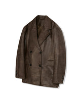 85-VIVA044 [Vegan Leather] Vintage Shape Half Leather Jacket Dark Brown