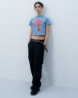 ツイストロゴクロップTシャツ　ブルー