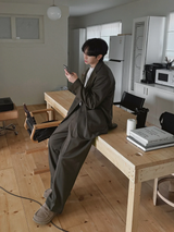 ASCLO ウールヘリンボーンレトロジャケット＆パンツ (カーキブラウン)
