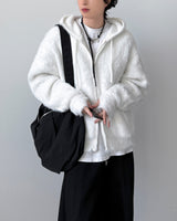 Shaggy Angora Knit Zip-Up