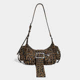 Y2K Stud Buckle Multi-Pocket Moto Shoulder Bag