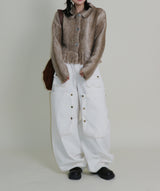Gamants coloring gradation fringe long-sleeve cropped wool knitwear