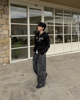 Skull Dart Wide Cargo Denim Pants