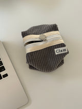 Clam ラウンドポーチ _ コーデュロイグレー