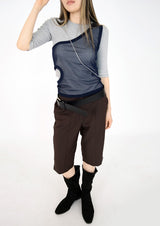 one shoulder mesh sleeveless(2color)