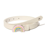BL005 Rainbow Women's Leather Belt 17 mm White