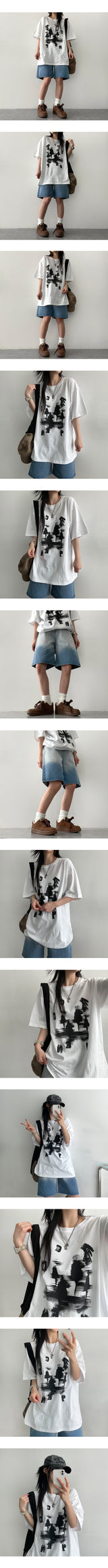 [S~2XL] ビフィグラデーションデニムショーツ