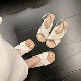 Cross Weave Open-Toe Strap Sandals