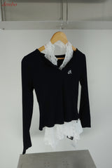 Halterneck Lace Layered Two-Piece Knitwear
