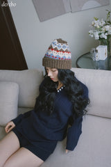 Twisted collar knit pants two-piece set