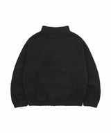 オーバーサイズフリースハーフジップ - Black