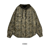Trine check quilted padded hood shirt