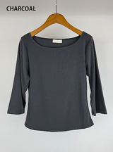 BOAT NECK MID SLEEVE TEE (4C)