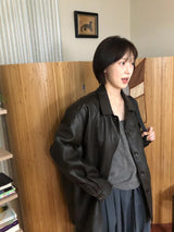 カーブド レザー ジャケット