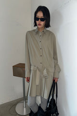 NEW LOW PLEATS DRESS_KHAKI GRAY
