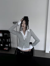 basic shirt レイヤードカーディガン (2color)