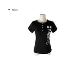 ラヒ 05 ヒア プリンティング ヘンリーネック ボタン ショートスリーブ Tシャツ