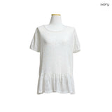 (2color) Dot Star Frill Mesh Half Sleeve Tee