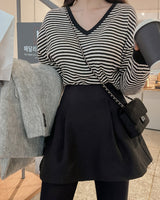 Pintuck wool mini skirt