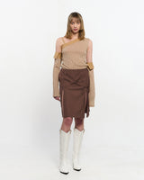 リボンタイスリットスカート _ BROWN