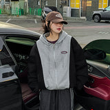 Ichi Patch Embroidery Boxy Color Hooded Jumper