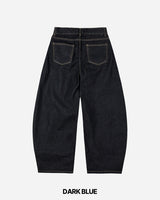Button Curved Denim Pants