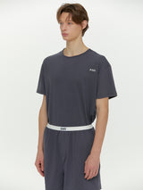 (Unisex) エッセンシャルストレッチフィットハーフスリーブパジャマセット　チャコール