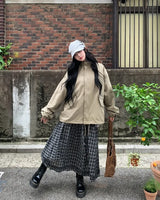 メイブ アンバランス チェック ロング スカート