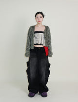 Square pocket balloon fit corduroy pants