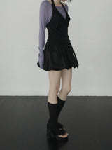 Woolen Cowl Neck Eyelet Halter Top